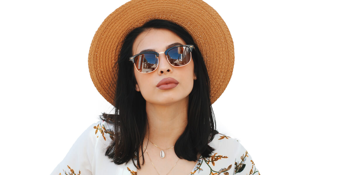 Unisex full frame mixed material sunglasses S38414