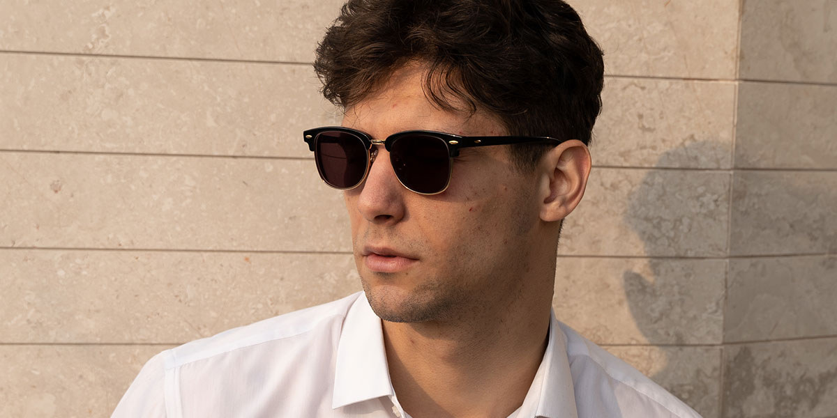 Unisex full frame mixed material sunglasses S38414