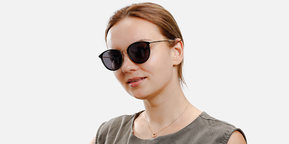 Women's full frame mixed material sunglasses ST11071