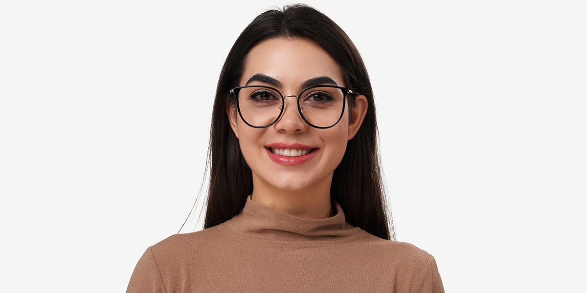 Women's full frame mixed material eyeglasses MX96431