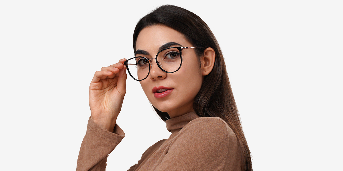Women's full frame mixed material eyeglasses MX96431