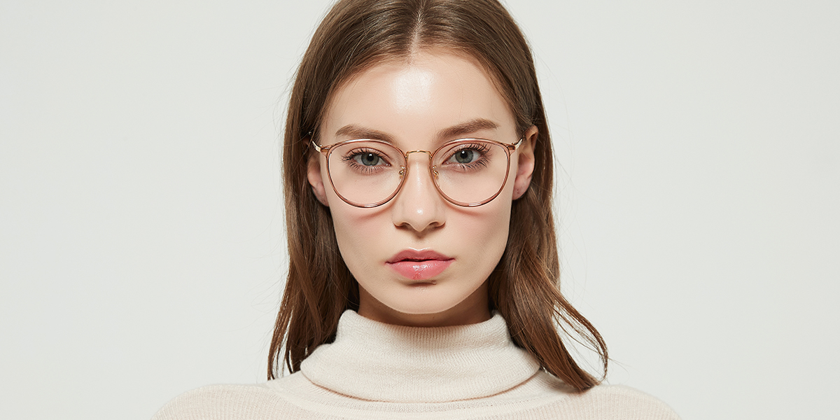 Women's full frame mixed material eyeglasses S11071X